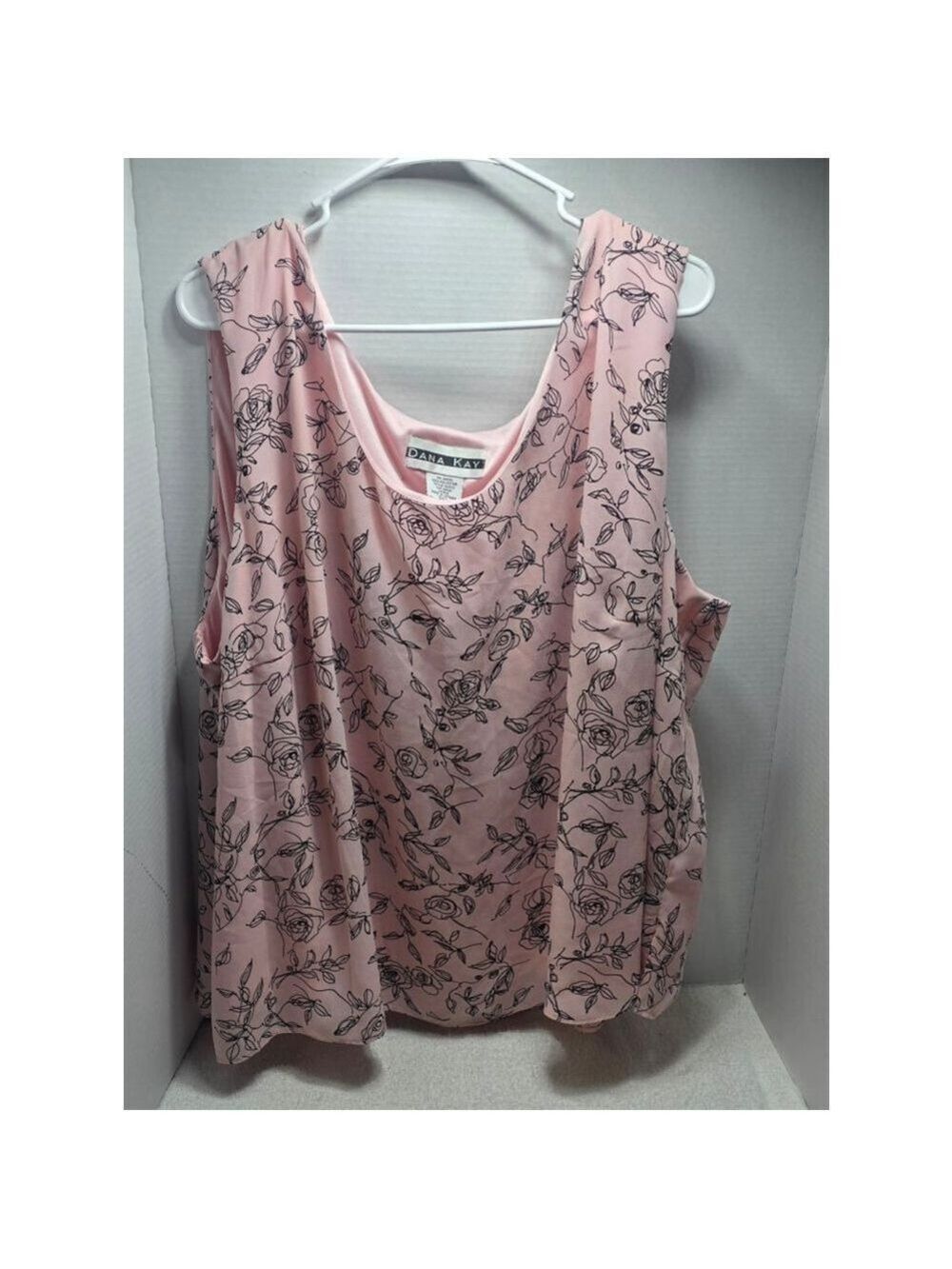 Women's DANA KAY Pink & Black Floral Tank Top Plus Size 32W